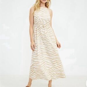 LOFT Beige and White Zebra-Print Maxi Dress